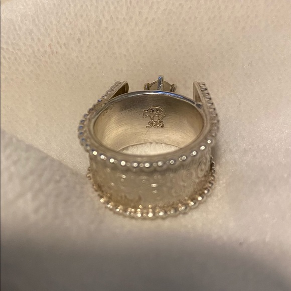 Navajo Kingman Turquoise and Topaz Engagement Cuff Ring - Picture 5 of 8